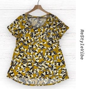 LULAROE Women’s Size L Shirt Tee Disney Mickey Mouse Print High Low Hem Loose